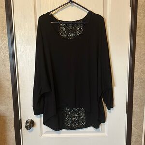 Black, flowy, long-sleeved, soft material
